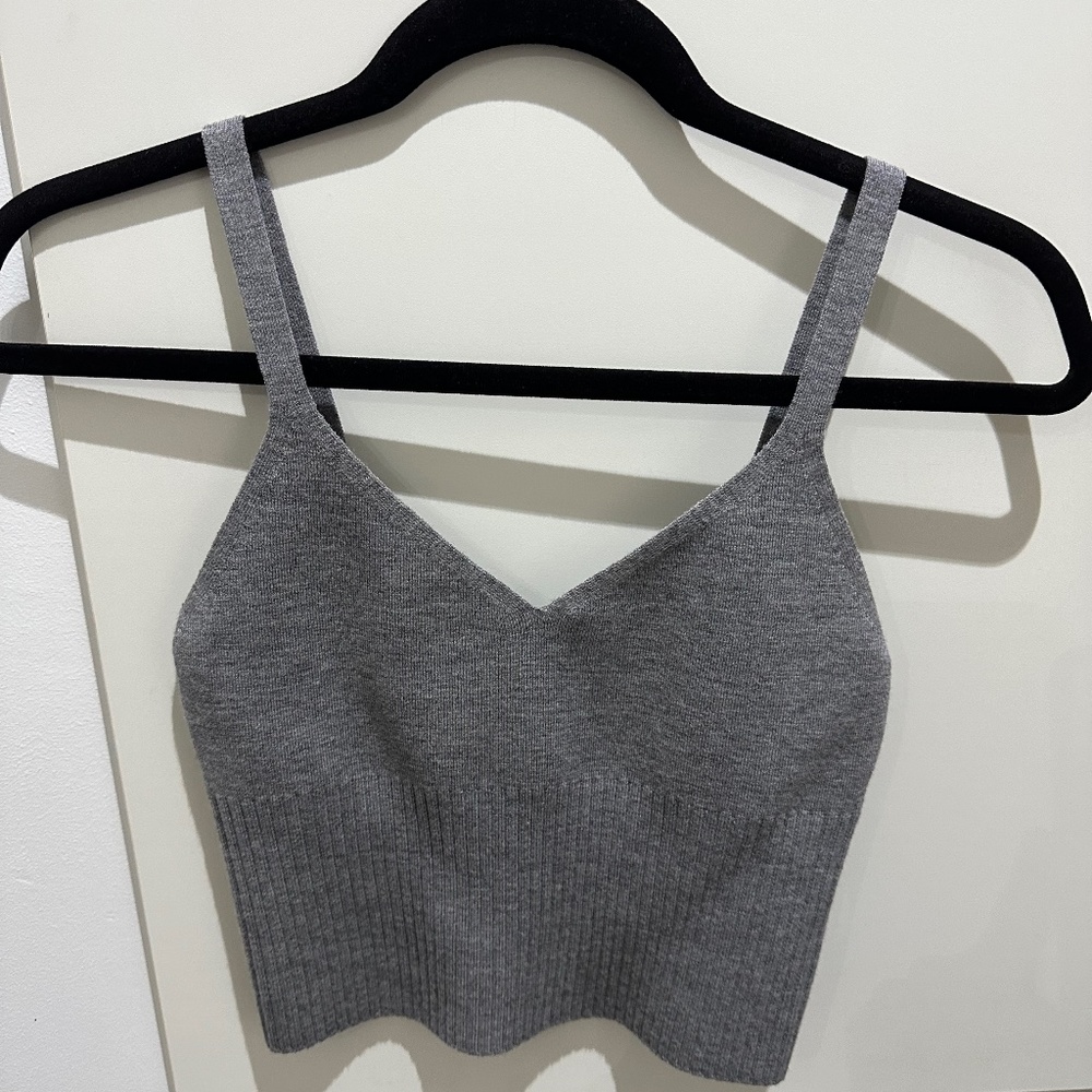 Alice + Okivia - Grey scoop neck cashmere tank